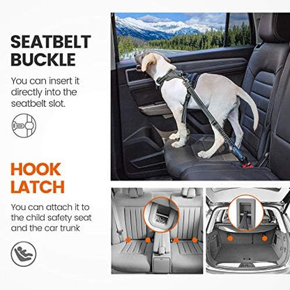 IOKHEIRA Dog Seatbelt, Updated Adjustable Harness Reflective Bungee Dog Car Seat Belt with Aviation Aluminum Alloy Rotatable Carabiner, Hook & Buckle - Image 6