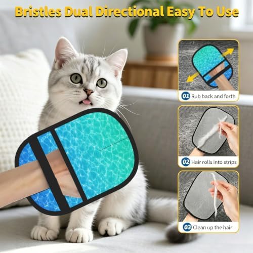 Lake Blue Pet Hair Removal Glove Brush Pet Hair Remover Tool for Carpet - Image 6