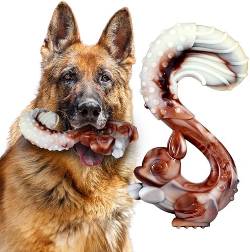 Indestructible Dog Toys for Aggressive Chewers, Tough and Durable Chew Toys for Large Medium Dogs, Interactive Dog Chew Toys to Keep Them Busy (B Squirrel) by Unknown