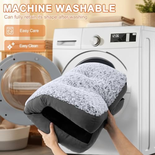 POCBLUE Deluxe Washable Dog Bed for Medium/Large Dogs Dog Crate Mat 29 Inch Comfy Fluffy Kennel Pad Anti-Slip for Dogs Up to 40 lbs, 29"x19", Grey - Image 5