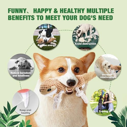 LEGEND SANDY Dog Squeaky Toys for Puppy, 5 Pack Small Dog Toys, Stuffed Animal Puppy Toys with Tug of War Ropes Value Bundle, Puppy Chew Toys for Teething with Squeakers Small Medium Breeds | Stuffed Animal Puppy Toys with Tug of War Ropes Value Bundle... - Image 5