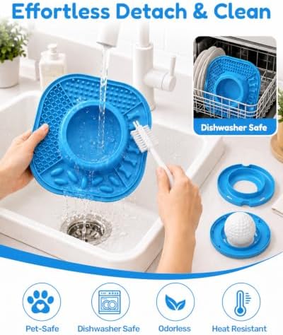 Dog Lick Bowl and Lick Mat with Rolling Ball & Slow Feeder, Spatula, Brush - Image 6