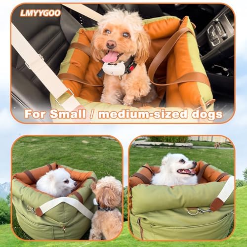 Dog Car Seat for Small & Medium Dogs - 3 in 1 Waterproof Soft Leather Dog Bed for Car with Harness Clip, Travel Bed & Carrier Bag for Pets, Fits Pets Up to 35 lbs (Green, Small & Medium) - Image 2
