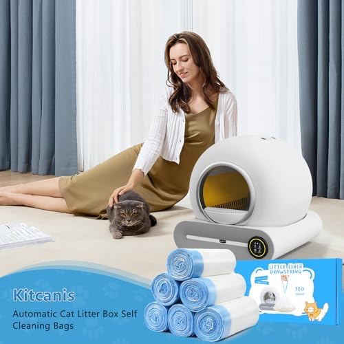 Kitcanis 120count Cat Litter Box Liner Automatic Litter Box for Cat Polyethylene Compatible with MeoWant MW-SC01/MW-SC02 1.5 Mil Heavy Disposable Scent Free 22lb Load, 17.7 x 19.68 in - Image 6