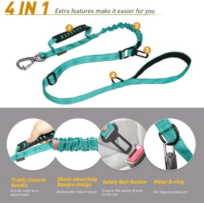 AUBELL Tactical Dog Leash Heavy Duty,4-6ft No Pull Bungee Leash,Teal - Image 5
