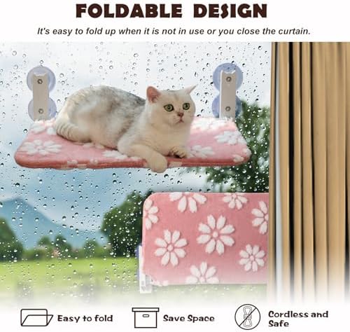 Cute Cat Window Perch, Foldable Cat Window Hammock, Pink - Image 5