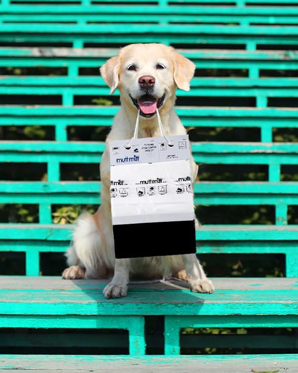 Mutt Mitt® 100 White & Black 2-Ply Dog Waste Bags on 1 Dog Waste Bag Station Header - 300% Thicker than mini roll dog waste bags - no more warm & yuck feeling