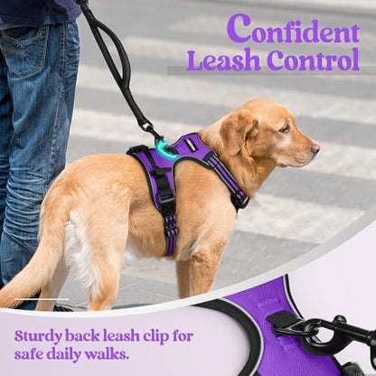 rabbitgoo Dog Harness, No-Pull Pet Harness with 2 Leash Clips, Adjustable Soft Padded Dog Vest, Reflective No-Choke Pet Oxford Vest with Easy Control Handle for Large Dogs, Purple, L - Image 6