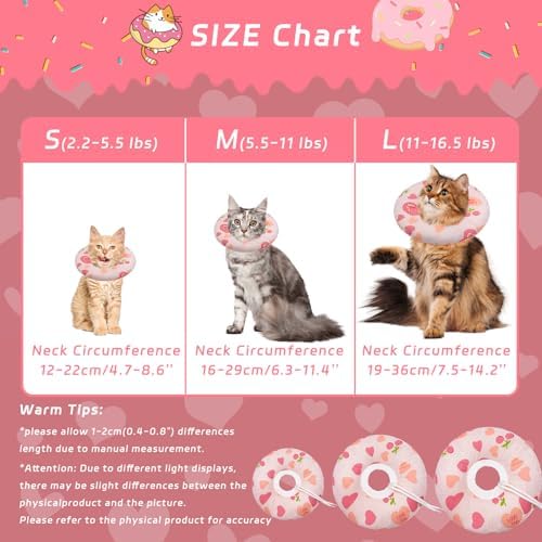 Seyezo Cat Cone Collar Soft, Adjustable Cat Recovery Cone, Pink Heart, M - Image 2