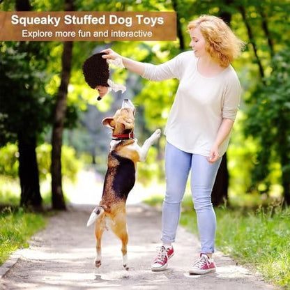 Dog Squeaky Toys for Dogs - Hedgehog Mop Plush Interactive Rope Toy, Durable Chew Toy with Squeaker and Crinkle for Small to Large Dogs, Tug of War Pet Toy for Puppies & Aggressive Chewers - Image 5