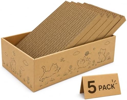 Large Cat Scratcher 5-Pack, Reversible Scratching Pad by KISENG