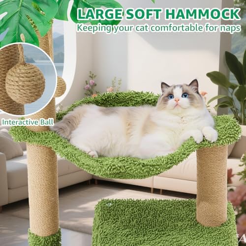 Woochpet Large Cat Tree for Indoor Cats, Multi-Functional Comfy Cat Bed-48in Tall Cat Tower with Scratching Post, Cozy Hammock for Kittens and Adult Cats, Cute Condo with Toy - Image 3