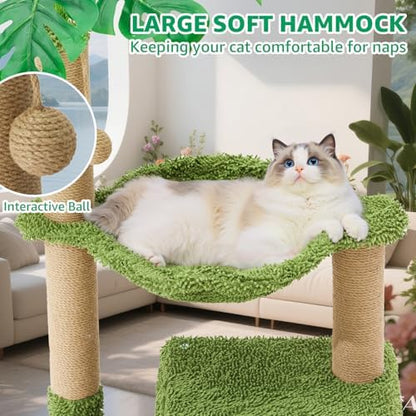 Woochpet Large Cat Tree for Indoor Cats, Multi-Functional Comfy Cat Bed-48in Tall Cat Tower with Scratching Post, Cozy Hammock for Kittens and Adult Cats, Cute Condo with Toy - Image 3