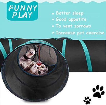 Cat Tunnel Toy 5 Way, Collapsible Cat Playhouse Pet Play Tunnel Tube with Storage Bag for Cats, Puppy, Rabbits, Ferret, Guinea Pig, Indoor and Outdoor Use - Image 4