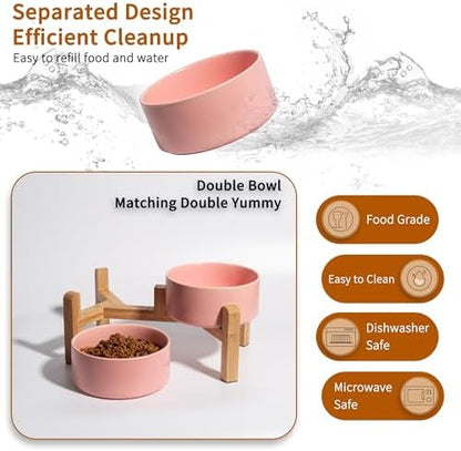 Elevated Ceramic Dog Bowl, 3.6 Cups Dog Food and Water Bowl Set with Stand - Image 5