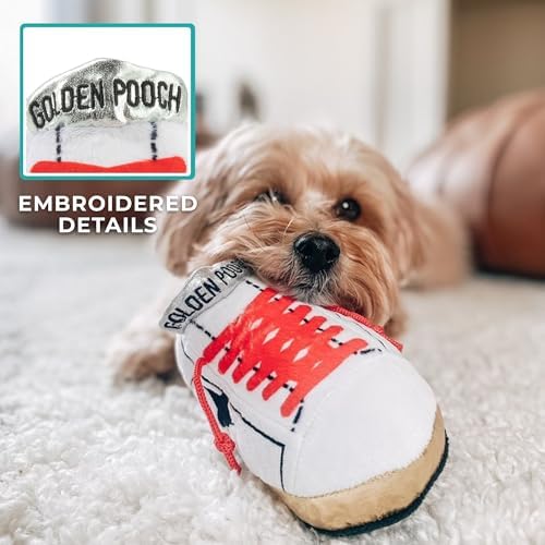 Haute Diggity Dog Golden Pooch Tennis Shoe Plush Dog Toy, Designer Parody - Image 3