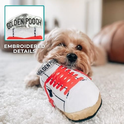 Haute Diggity Dog Golden Pooch Tennis Shoe Plush Dog Toy, Designer Parody - Image 3