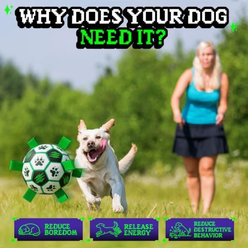 Diman Dog Balls, 6 Inch Balls for Dogs, Dog Soccer Ball with Straps, Green - Image 2