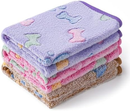 1 Pack 3 Blankets for Dog Puppy Cat (Small 23x16'', Purple, Pink, Brown) by CADONO