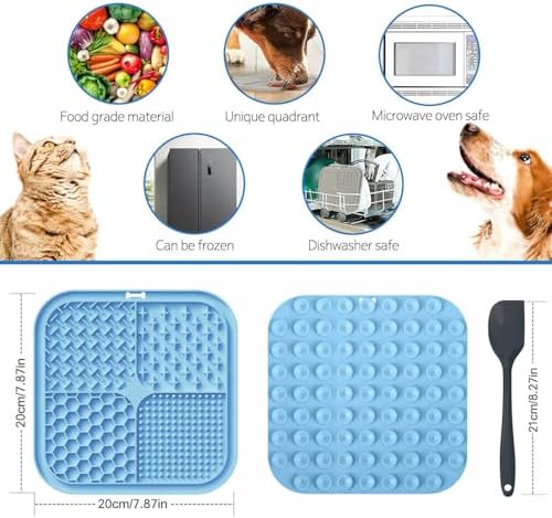 Licking Mat for Dogs & Cats with Suction Cups, 1 Pack Square Dog Slow Feeder Lick Pat for Anxiety Relief & Boredom, Dog Toys to Keep Them Busy, Pets Bathing Training Grooming Mat - Image 2