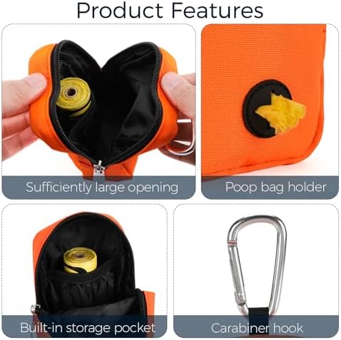 Small Dog Treat Bag, Portable Dog Treat Bag for Leash with Clip, Puppy Training Bags Built in Poop Bag Dispenser, Pocket Sized Dog Treats Pouch, Doggie Snack Rewards Bag, Dog Treat Carrier - Image 3