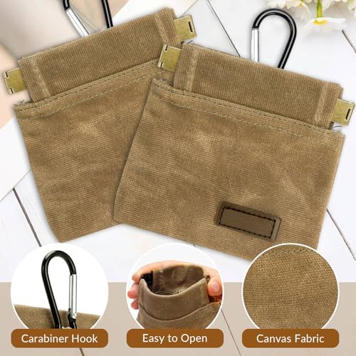 Dog Treat Pouch, Portable Auto Closing Dog Training Treat Bag with Carabiner, Hands Free Pocket Sized Snack Reward Pouch for Puppy Walking Travel Outdoor Use, Brown - Image 5