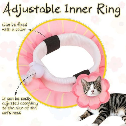 EXPAWLORER Cat Cone Collar Soft, Cat E Collar Recovery After Surgery to Stop Licking, Adjustable Waterproof Cute Neck Elizabethan Pet Kitten Puppy Donut Pillow for Cats Puppy Wound Healing, Pinks - Image 5