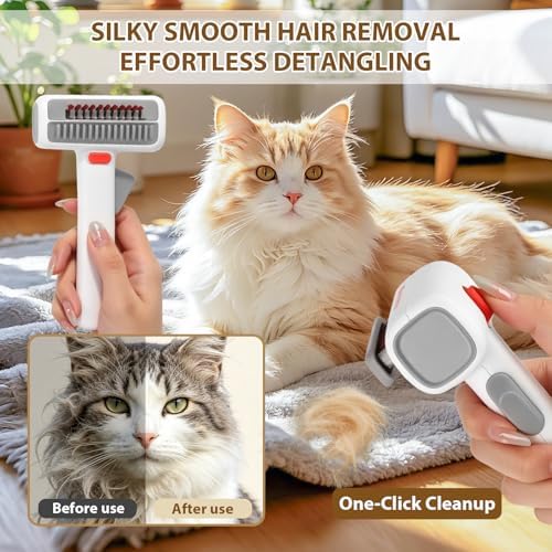 Deshedding Brush for Cats - 2-in-1 Pet Dematting Comb & Undercoat Rake - Image 4