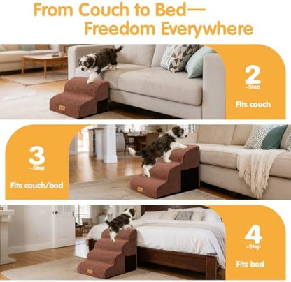 Topmart High Density Foam Dog Steps 4 Tiers, Extra Wide Deep Pet Steps - Image 7