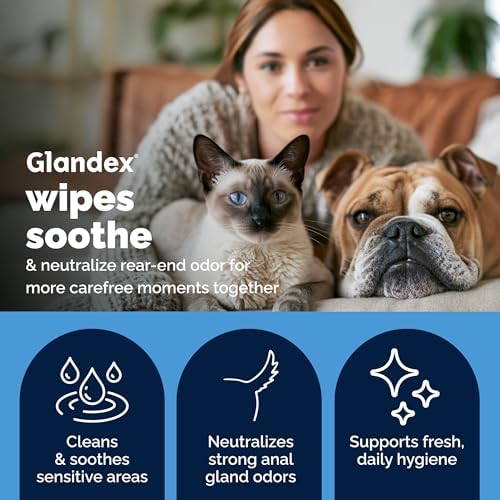 Vetnique Glandex Rear End Wipes for Dogs & Cats, Anal Gland Hygiene - Image 3
