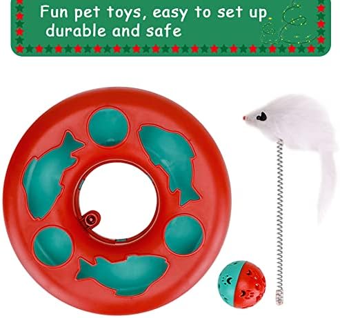 Pawzone Cat Toys, Cat Toys for Indoor Cats,Interactive Kitten Toys Roller Tracks with Catnip Spring Pet Toy with Exercise Balls Teaser Mouse (red) - Image 3