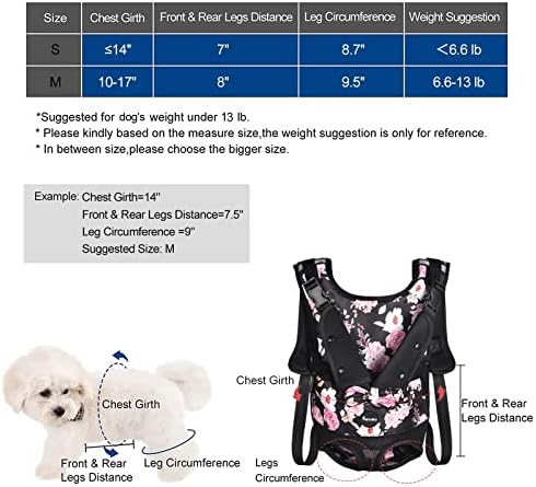 Petmolico Dog Carrier Backpack, Adjustbale Dog Front Backpack Legs Out Puppy Backpack for Small Medium Dogs Travelling Hiking Shopping, Peony Medium - Image 2