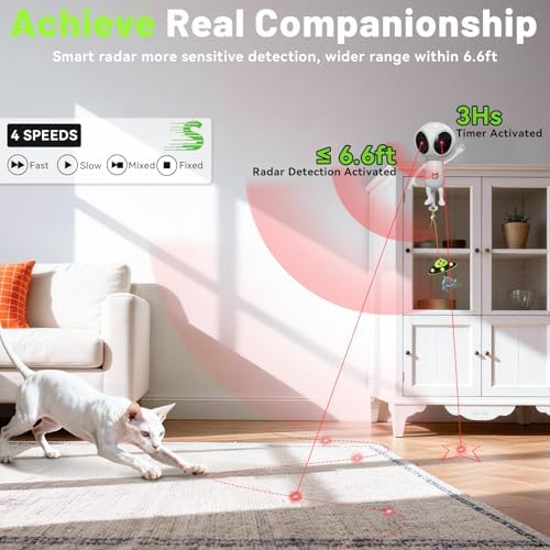 ORSDA Laser Cat Toys for Indoor Cats, 2 in 1 Interactive Automatic Dual Laser & Catnip UFO Dangler for Kitten Toys, Truly Random Trajectory Radar Motion-Activated, Rechargeable 4 Modes, Clamp Design - Image 5