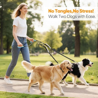XiaZ Double Leash for Two Dogs No Tangle for Large Medium Dogs, 1/2”Black - Image 6
