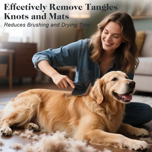 2PCS Slicker Brush for Dogs & Pet Comb,Professional Dog Grooming Brush (Goldendoodles,Poodles,Labradoodles) with Extra Long Pins to Effectively Remove Tangles, Knots and Mats (Black, Large) - Image 2