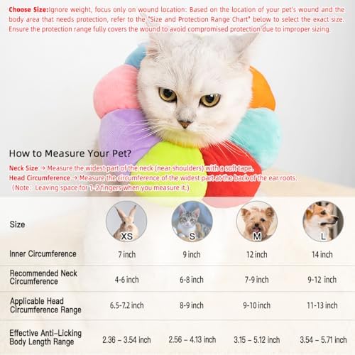 Cat Small Dog Recovery Collar, Cute Neck Cone After Surgery, Adjustable Pet E Collar, Wound Healing Protective Cone Surgery Recovery Elizabethan Collars for Small Pet (S(Within 4lb), Colorful) - Image 2