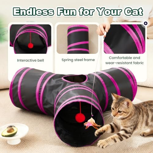 Love's cabin Cat Tunnel for Indoor Cats, 3-Way Collapsible Play Tunnel - Image 5
