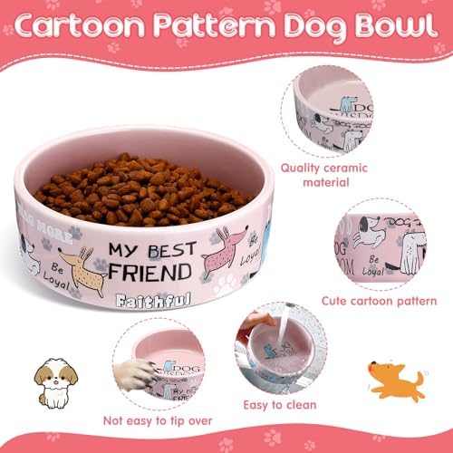 Maxcheck 2 Pcs 5 Inch Ceramic Dog Bowls Dishes for Small Dogs, Pink - Image 3