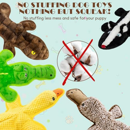 No Stuffing Dog Squeak Toys, 5 Pack Chew Toys for Small to Large Puppies - Image 3