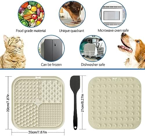 Lesipee Licking Mat for Dogs & Cats 2 Pack, Slow Feeder Lick Pat, Dishwasher Safe, Anxiety Relief Dog Toys Feeding Mat for Butter Yogurt Peanut, Pets Supplies Bathing Grooming Training Calming Mat - Image 2