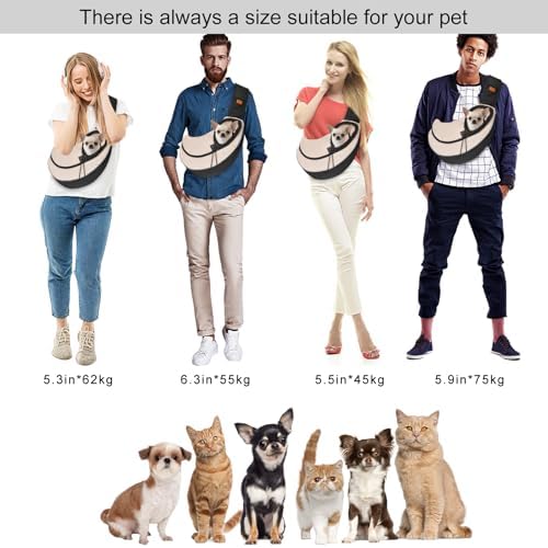 Cuby Pet Sling Carrier for Small Dogs Cats,Drawstring & Zipper Security Hook Triple Design for Pets' Securty Dog Bag,Breathable Travel Pet Puppy Sling Carrier with Adjustable Strap(Beige,M(5-10 lbs)) - Image 6