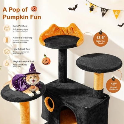 Yaheetech 54in Gothic Cat Tree, Multilevel Indoor Halloween Cat Tower - Image 4