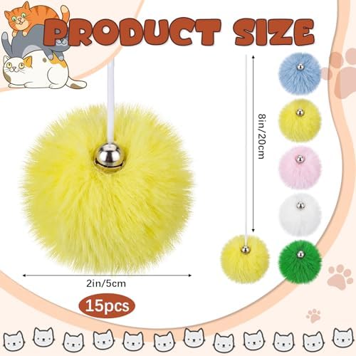 Simgoing Natural Rabbit Fur Cat Tree Ball Replacement Parts, Multicolor - Image 2