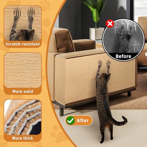 2Pack Cat Scratch Furniture Protector, Self-Adhesive, Khaki - Image 2
