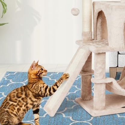Cut Cat Tree Cat Tower Condo with Hammock Kittens Scratching Post Beige - Image 6