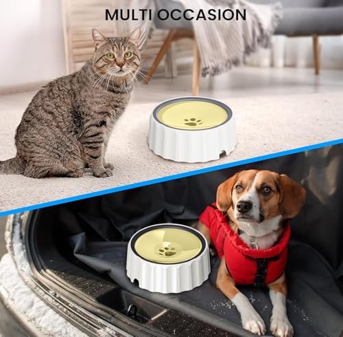 Dog Small Animals Water Bowl No Spill 70oz/2L Large Capacity Dispenser Non Slip No Splash Small Animals Bowl Pet Slow Feeder No Drip Dog Water Bowl on Vehicle for Dogs and Cats - Beige - Image 6