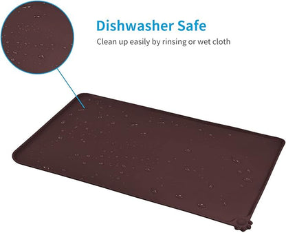 AUDWUD Silicone Waterproof Pet Feeding Mats,Anti Slip Bowl Pad, Dog Mat for Food and Water