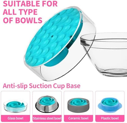 Slow Feeder Dog Bowls Insert, Bestalk Soft Silicone Slow Eating Feeder Insert with Suction Cups for Small, Medium and Large Dogs, Fit into Basic and Elevated Dog Bowls, Teal - Image 6