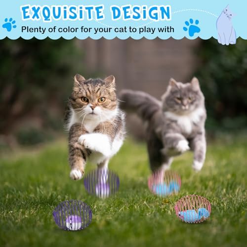 Jecery 5 Pcs Cat Toys Spring,Mouse and Bell,Multicolor - Image 4