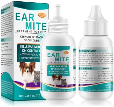 Daiasns Ear Cleanser for Dogs & Cats, Pet Ear Drops for Itchy Ears, Dog & Cat Ear Care Solution, Soothing Ear Cleaner for Pets, 0.75 fl oz (22.2 mL) by Daiasns